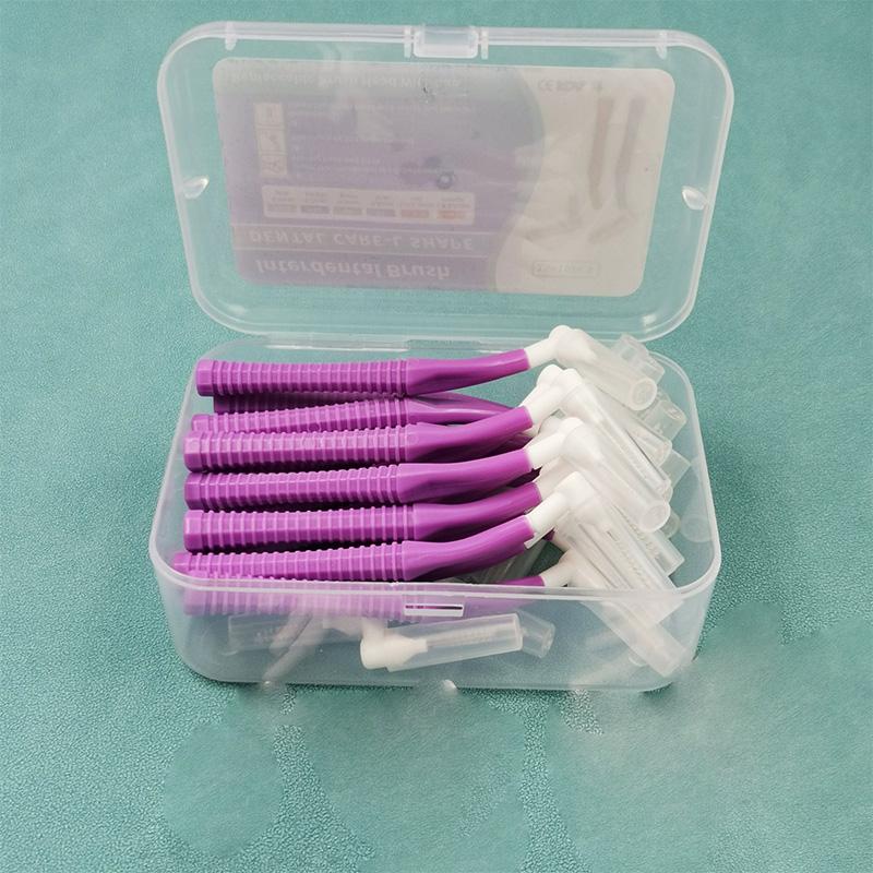 20 Stück/Box L-Form Push-Pull Interdentalbürste Kieferorthopädischer Zahnstocher Zahnaufhellung Zahnstocher Zahnbürste Mundhygiene-Pflege