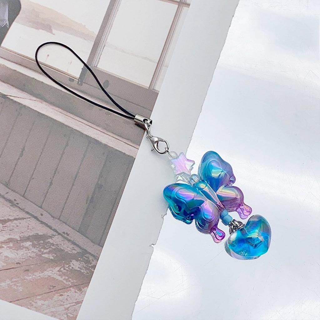 Gradient Butterfly Keychain Pendant Colorful Phone Pendant Cute Heart Charm Phone Chain Bag Accessory for Phone Bag Key