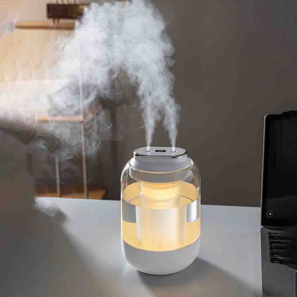 Dual Spray Humidifier Mute Household Office Small Night Light Digital Display Large Spray USB Humidifier