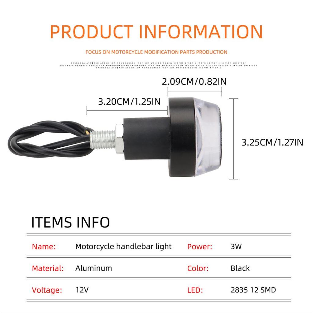2 Stück Motorrad LED Lenkerlicht Lenkerende Blinker für Auto LED Blinker Universal Lenkergriff Stecker Seitenmarkierungsleuchte