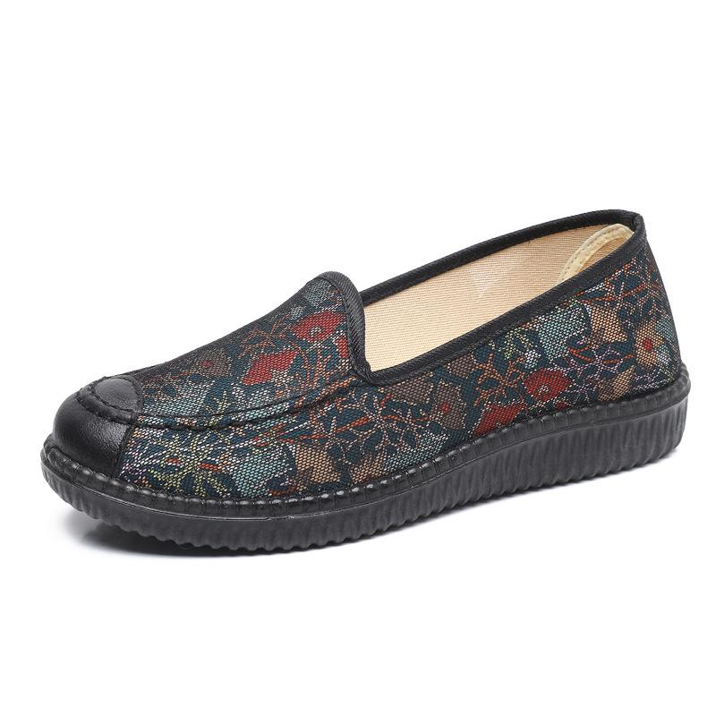 Stoffschuhe für Damen, Frühling und Herbst, Rutschfeste Schuhe mit weicher Sohle für Frauen mittleren und höheren Alters, Oma und ältere Menschen