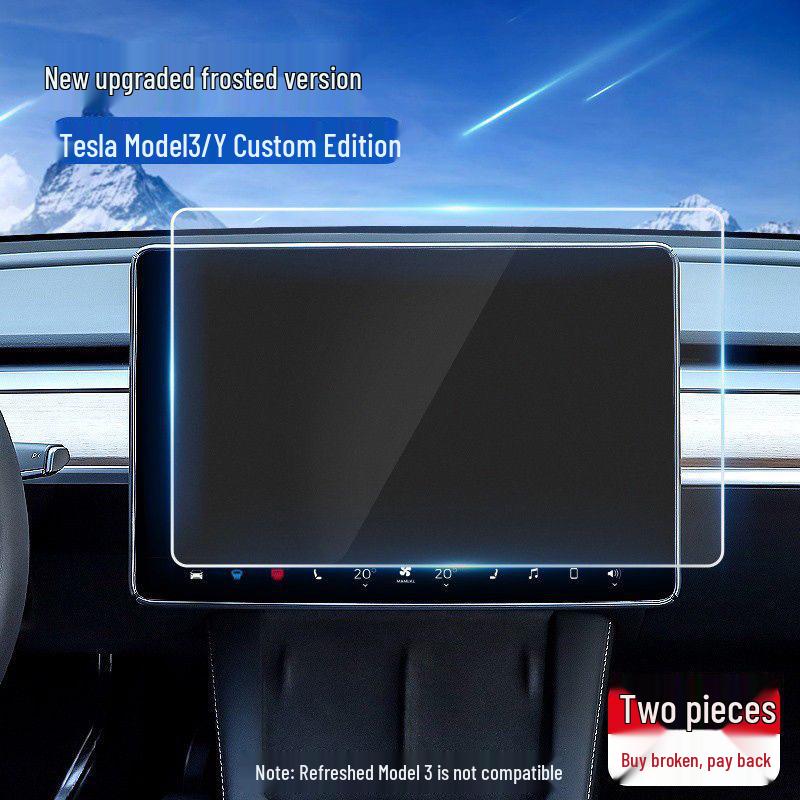 Tesla Model 3/Y Center Console Displayschutzfolie, Vollabdeckung Gehärtetes Glas, Explosionsgeschützt