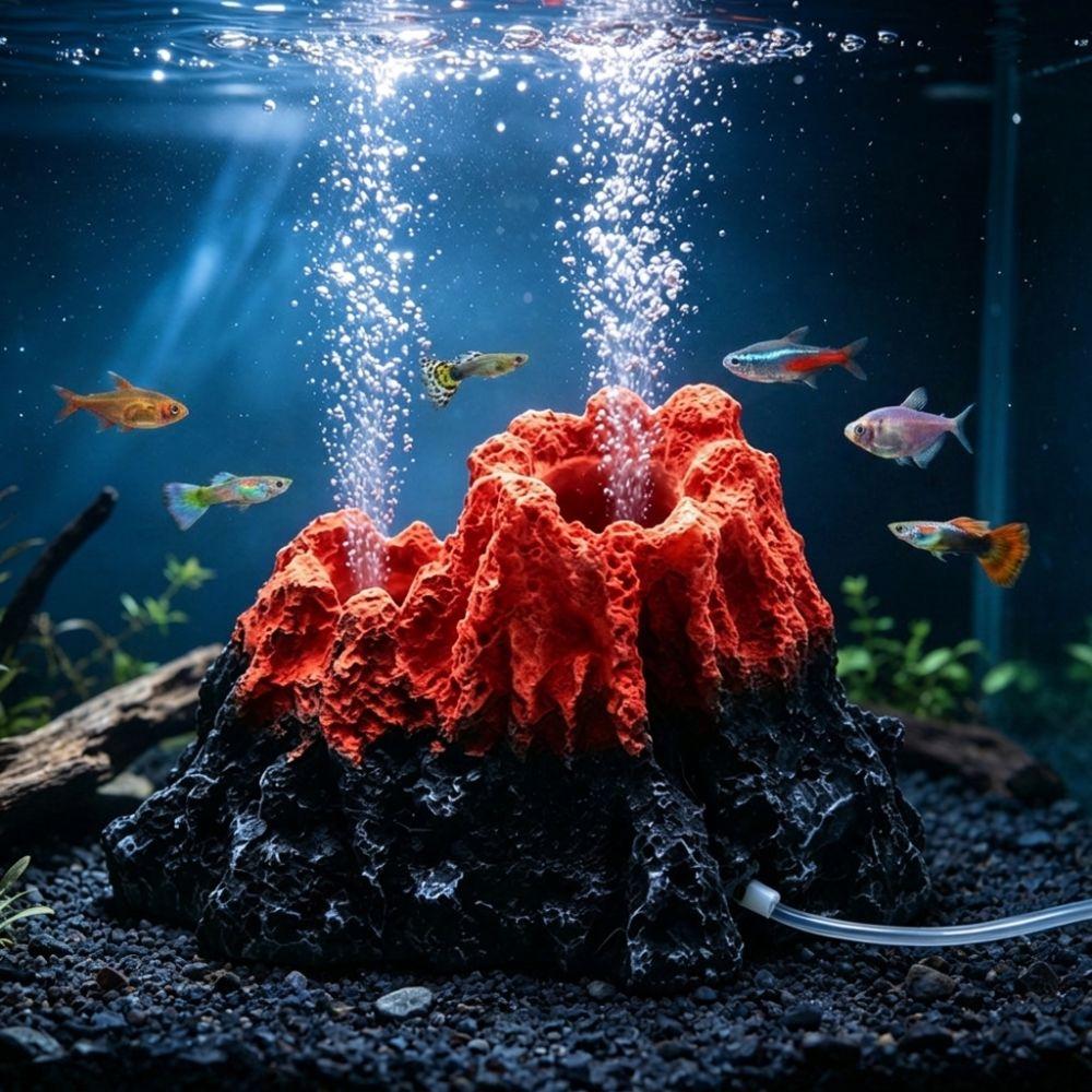 Natürlicher Stil Aquarium Vulkan Ornament Fischbecken Luftpumpe Vulkan Süßwasser Aquarium Einrichtung