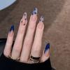 24pcs White Flower Fake Nail Tips Yellow Pink Blush False Nails Wearable Full Cover European Almond Shaped Press on Nails