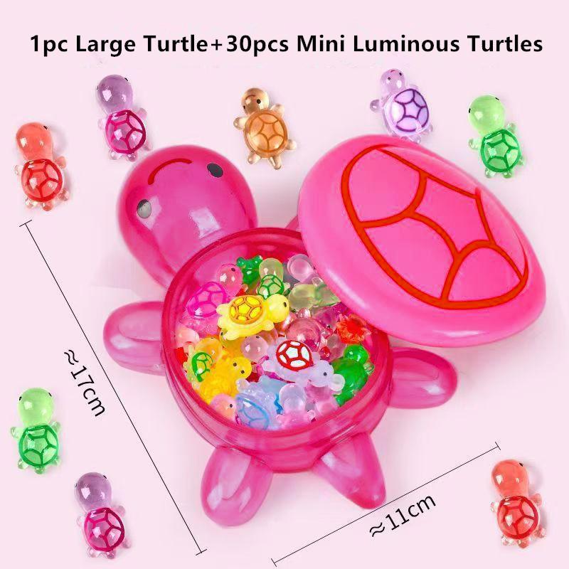 

NEW SALE Night Glow Large Turtle+Mini Luminous Turtles Figurines Resin Craft Glowing Turtle Storage Ornament Landscape Desktop