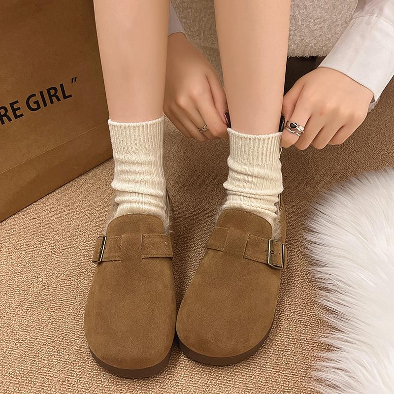 Soft Winter Shoes Women Casual Female Sneakers Slip-on Round Toe Loafers With Fur Autumn New Slip On Moccasin Driving Fall Buckl