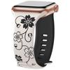 Compatible with Apple Watch: Laser Engraved Two-Color Floral Butterfly Silicone Strap with 3D Design