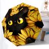 1pc Black Cat Sunflower Folding Umbrella | Elegant Design, Fashionable Accessory, Durable Construction, Sturdy Ribs Yy251107139