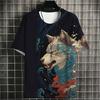 T-shirt da uomo estiva con stampa animale 3D e girocollo