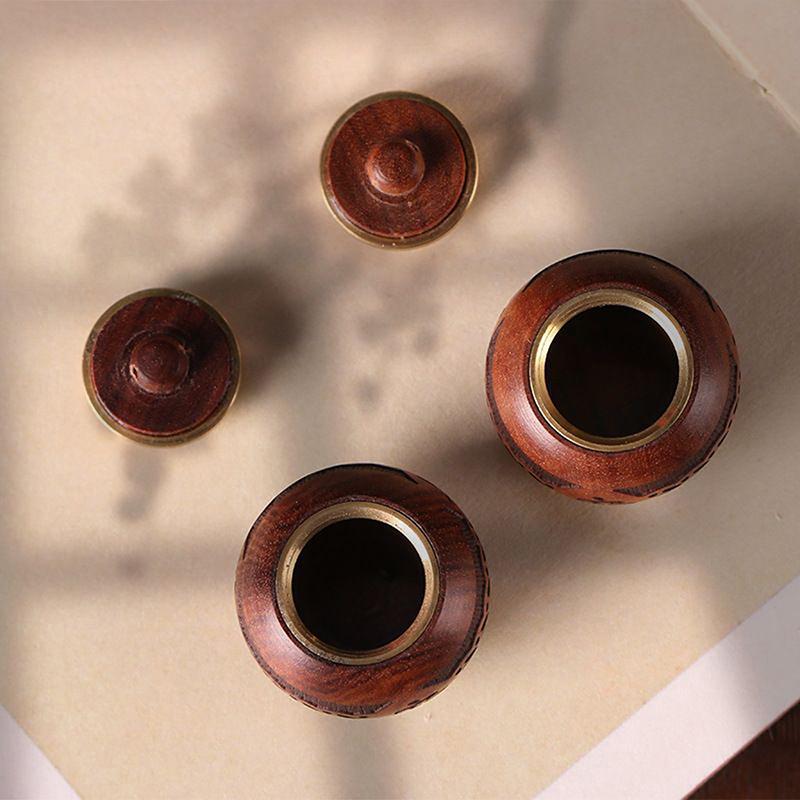Natural Wood Lotus Shape Perfume Bottle Incense Expanding Mini Sandalwood Portable Sealed Jar Pendant Pomander Container