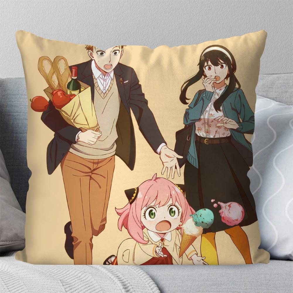 Spy X Family Animation Pillow Case Square Pillow Bedroom Sofa Leisure Comfort Cushion Car Living Room Home Decoration 40X40