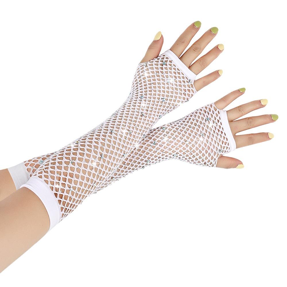 Sexy Fishnet Gloves Rhinestone Wedding Bridal Gloves Hot Sale Arm Sleeve  Unisex