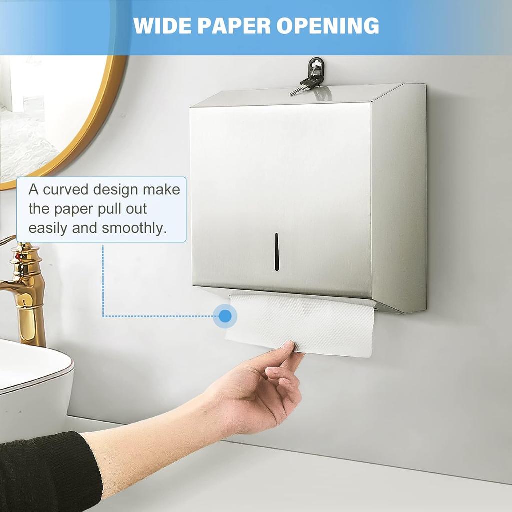 Metal Tissue Holder Wall-mounted Bathroom Tissue Dispenser Tissue Box Kitchen Bathroom Tissue Towel Dispenser With key