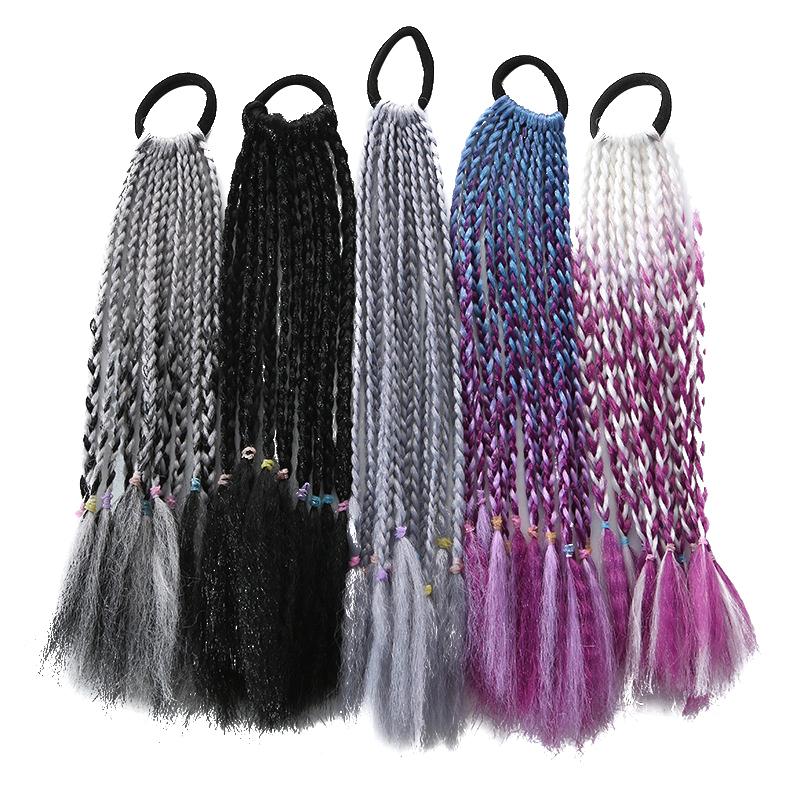 Children'S Wig Ponytail Dirty Braid Ponytail Hair Loop Short Three Braid Ponytai