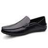 Men's Black Genuine Leather Slip-On Loafers - Soft Sole, Breathable, Casual & Business Driving Shoes