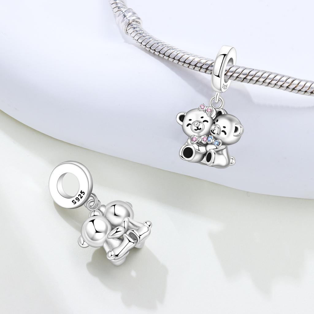 Měděné modré sněhové vločky měsíc objímající medvědi přívěsky korálky pasují na originální náramek náhrdelník jemné šperky ženy DIY dárky