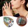 Open Luck Ethnic Style Ring Six-character Mantra Rotatable Finger Ring Nine Turns Dzi Ring  For Men