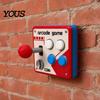Arcade Game Panel Decor Switch Wall Decoration, Retro Control with Movable 90s Rocker, Mount for E-Sports Room Buttons