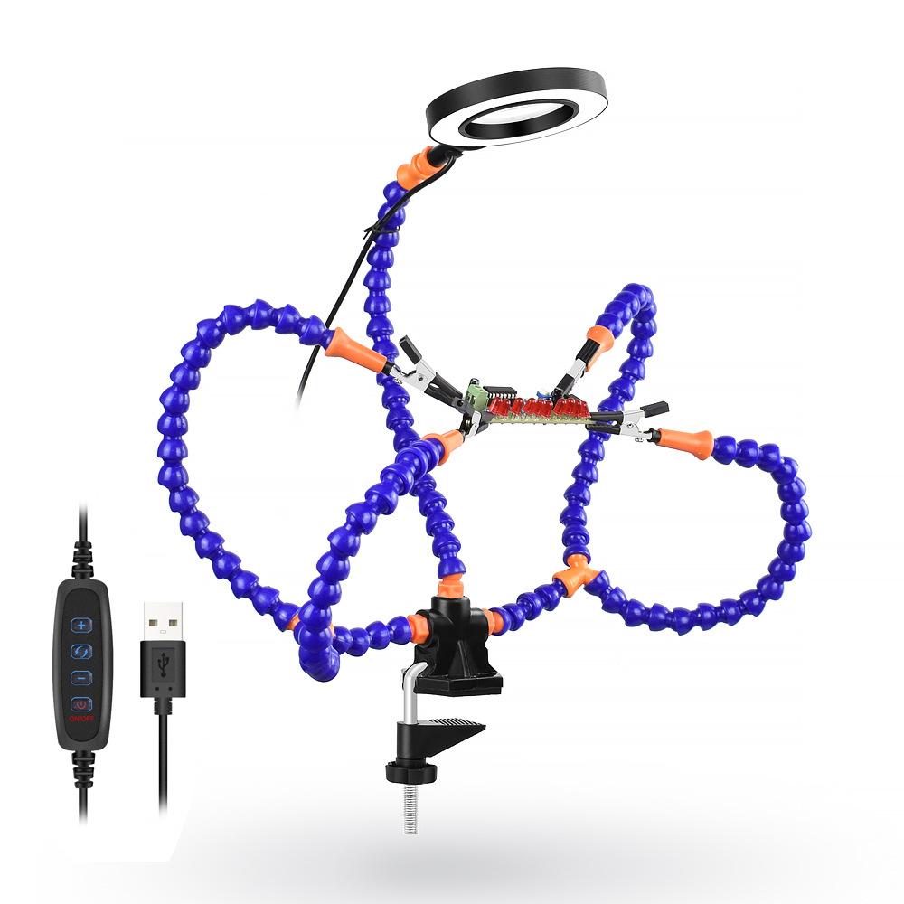 Lighting LED 5X Magnifying Lamp with Clamp Hands Free PCB Fixture Swivel Arms PCB Fixture Helping Hands Soldering