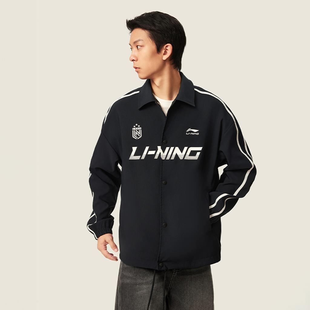Li-Ning Sports Lifestyle Series Minimalist Versatile Letter Stripe Brand Logo Polo Casual Loose Jacket Unisex Jacket AJDV275-6