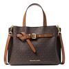 Emilia Commuter Presbyopic Color Block Logo Zipper Coated Canvas Shoulder Crossbody Handbag Small Size Women's Acorn Brown Small
