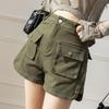 2026 Summer American Retro High Waist Wide Leg Cargo Denim Shorts for Women