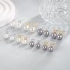 Korean Style Four-Prong Diamond & Pearl Stud Earrings - Elegant & Fresh Design