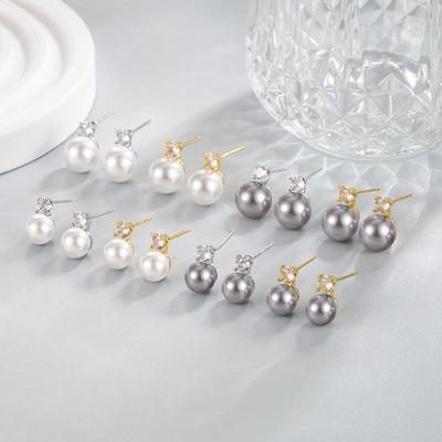 Brincos de Diamante e Pérola com Quatro Garras em Estilo Coreano - Design Elegante e Fresco