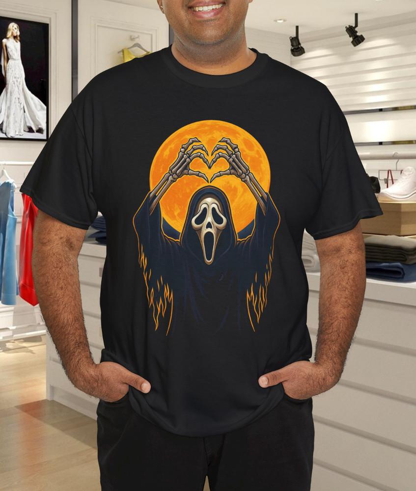 

Scary Face Horror Poster Halloween Ghost Heart Hands T-Shirt M