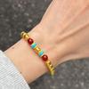 Antiker goldener Handwerkstürkisperlenarmband für Frauen ethnischer Stil südlicher roter Turmalin Damenarmreifen Bankettschmuck Geschenk