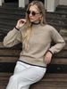 Women's Color Block Trim Pullover High Collar Sweater - European and American Fashion Knitwear