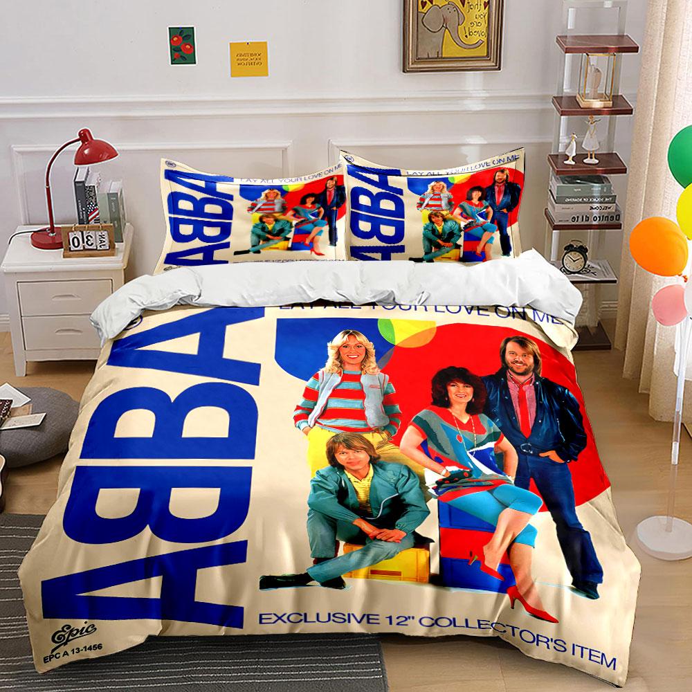 Set Copripiumino con Stampa Album Musicale Retro ABBA Copripiumino Federe (1*Copripiumino 2*Federe, senza piumino)