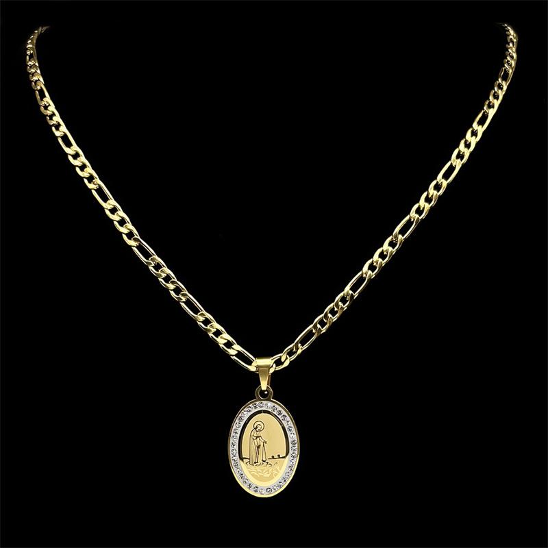 Stainless Steel Christian Jesus Christ Pendant Necklace for Women Men's Gold Color Religious Chain Necklace Jewelry