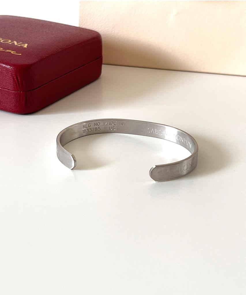 Sabona London F-Bwg1 Matte White Gold Plated Plain Fashion Bangle