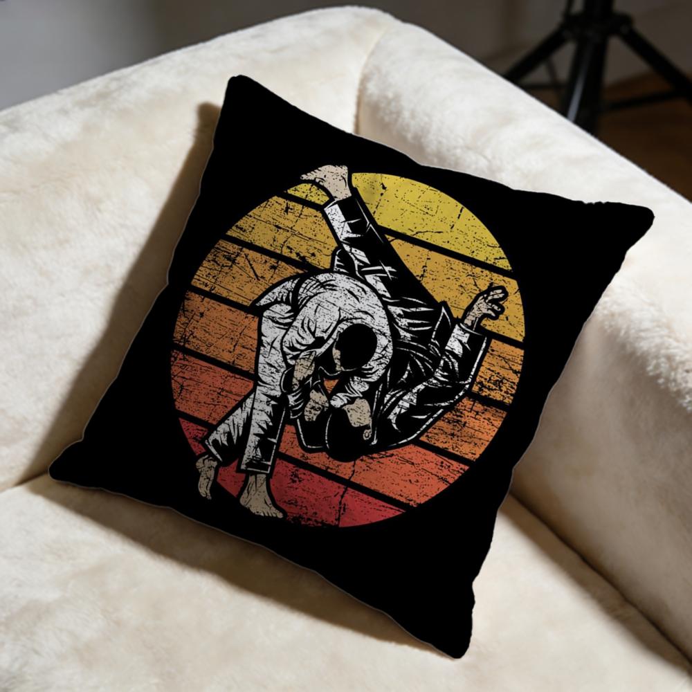 Sports Judo Martial Arts Cushion Cover Soft Decorative Pillow Case Suitable for Bedroom Sofa Car Travel Use