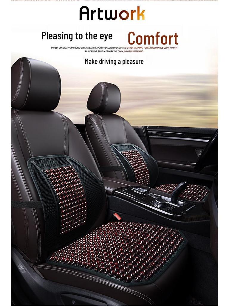 Ventilated Wooden Bead Seat Cushion with Lumbar Support - Breathable, Massage Pad for Car or Office Chair