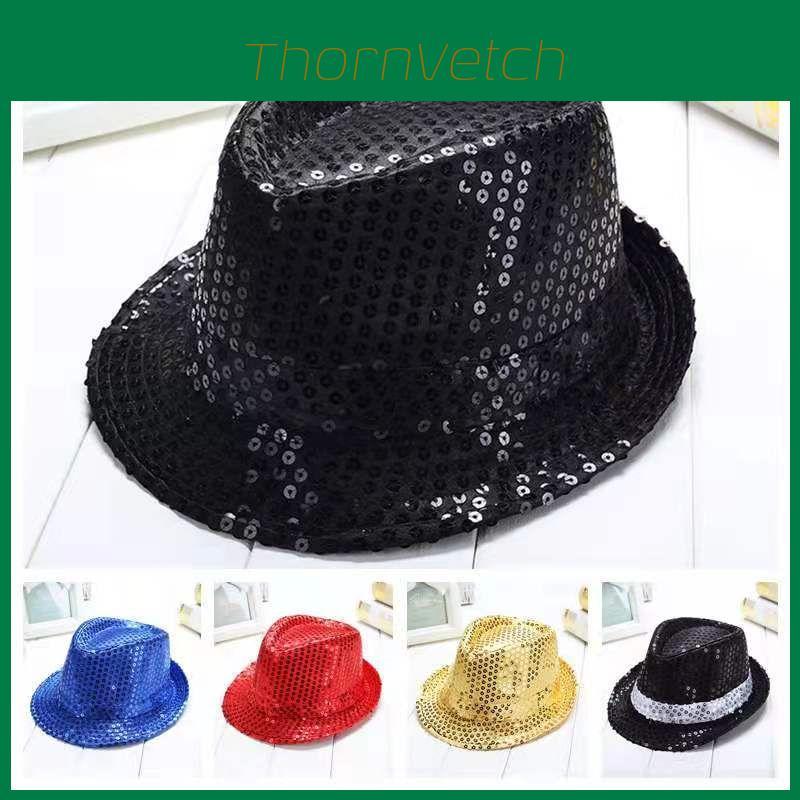 Trilby Hut Paillettenkappe Pailletten Tanzparty Kostüm Mj Jazz Fedora Performance