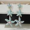 European and American Fashion Rhinestone Starfish Drop Earrings for Women's Daily Wear