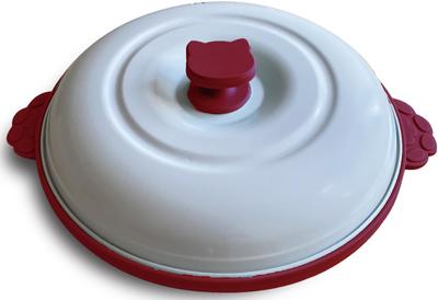 TRADE ONE Microwave Cooker, Range Pan, Easy Cooking, Time-Saving [Bake, Fry, Boil, Steam, Cook, Warm], All-Purpose, Round, Cat, Red, 70205
