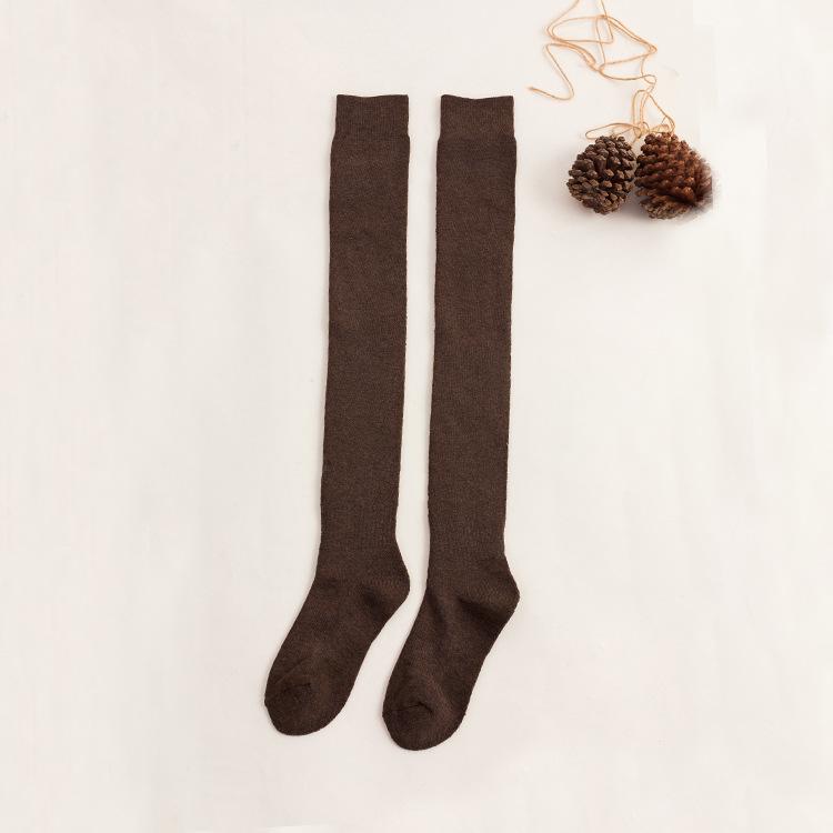 Autumn Winter Japanese Style Women's Over-the-Knee Wool Stockings Thickened Thigh Socks with Warm Knitted Crew Length Logo Body
