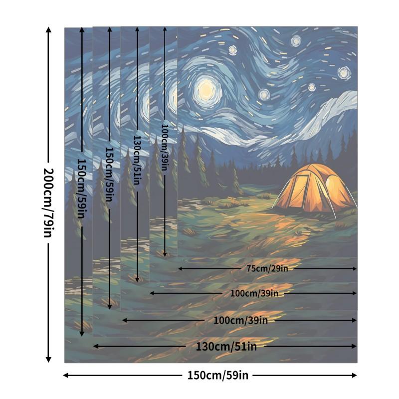 Soft Fleece Blanket With Starry Sky Print Camping Sofa Napping Air Conditioning Use Customizable Design