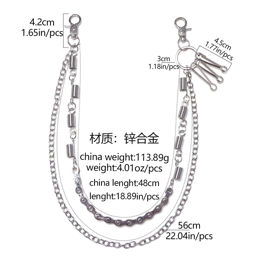 1/2 Layer Long Metal Belt Chain Rock Punk Hook Trousers Pant Waist Link Wallet Chain Belts Keychain Ring Clip Keyring