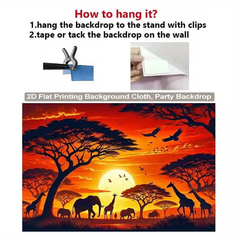 Tropical African Safari Animal Tapestry, Sunset Landscape Wall Art for Bedroom Living Room Dorm Party Backdrop