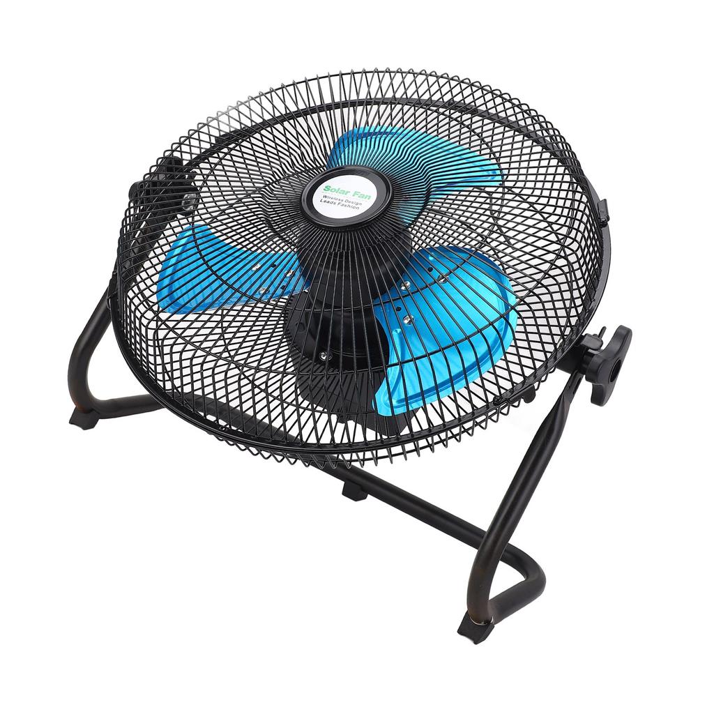 Solarbetriebener Bodenventilator 15W 12 Geschwindigkeitsstufen Digitalanzeige Wiederaufladbarer Bodenventilator für Außen