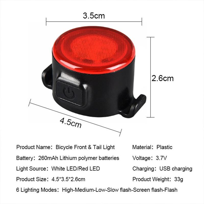 BUCKLOS Bike Front and Rear Light Bicycle LED Lamp Waterproof USB Rechargeable Flashlight for Bicycle Taillights Cycling Lantern 7