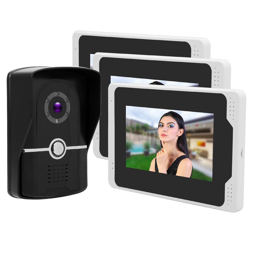 Wifi Video Doorphone 1080P HD 7in TFT LCD Display 3 Monitors Remote Monitoring 110 degrees  Night Vision