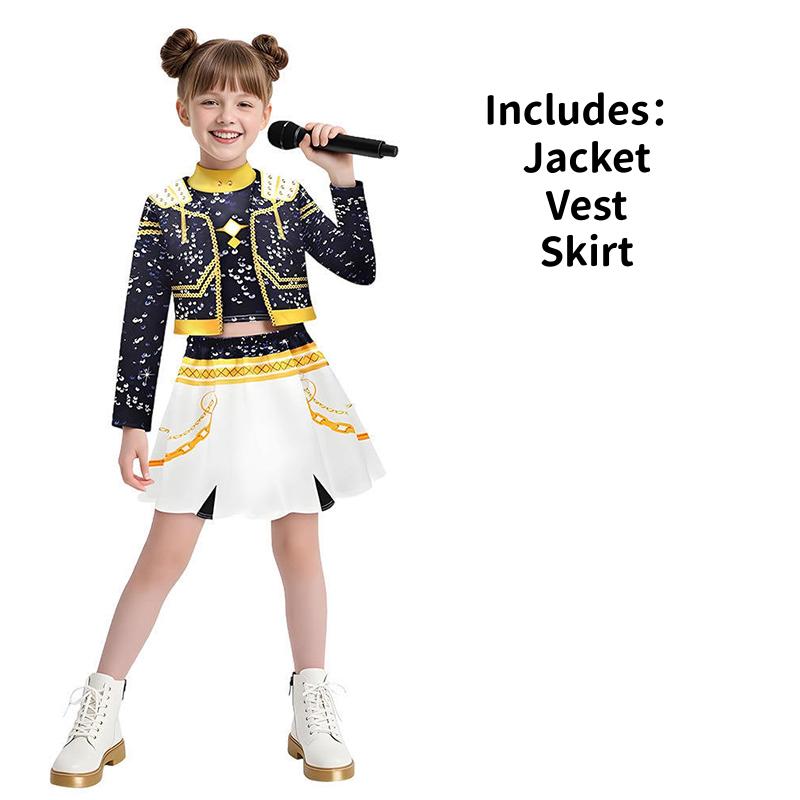 Costume da Cosplay Kpop Hunters Stage per Bambine Ragazze Anime Hunters Outfit da Cosplay Parrucca Completo Costume da Gioco di Ruolo per Feste di Halloween