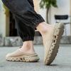 Black Mens Half Slippers Summer Breathable Mesh Mens Shoes Outdoor Casual Walking Shoes Large Size 46 Flat Light Mesh Sandals