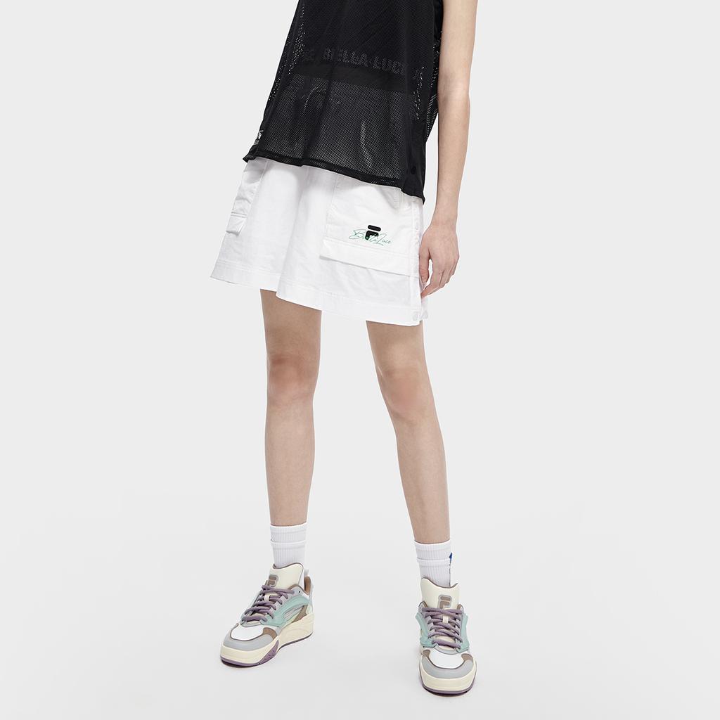 Fila Fusion Solid Color Drawstring Loose Shorts Women Shorts White T11W325806F-WT