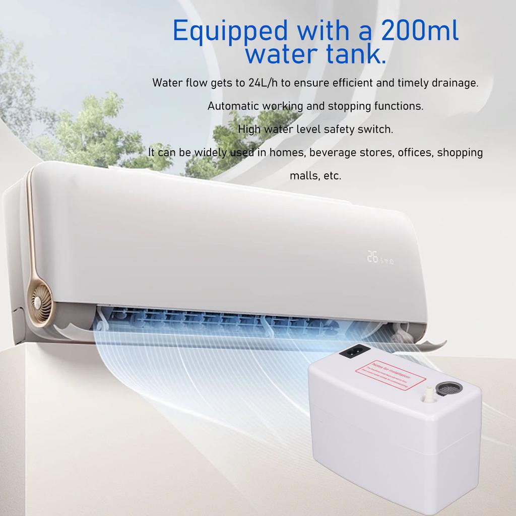 Kondenzvíz szivattyú 24 l/h légkondicionáló automatikus leeresztő szivattyú AC 200 ml víztároló dobozzal